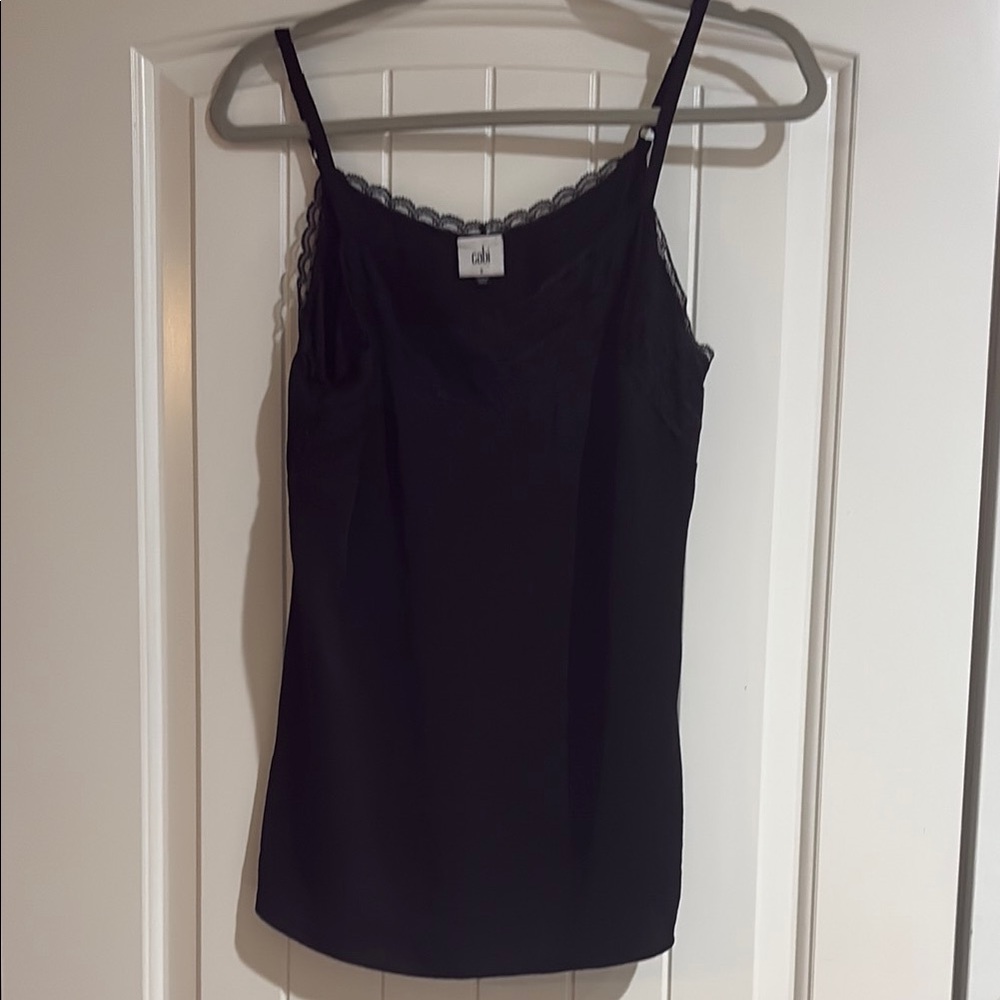 CAbi Black Camisole with Lace Detail